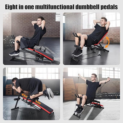 Ajustable Weight Bench for Home Gym,Folding Sit Up Bench, Abdominal Exercise Equipment Bench for Men and Women, 8 in1 Strength Training Bench, Ab Exercise Equipment for Total Body Workout