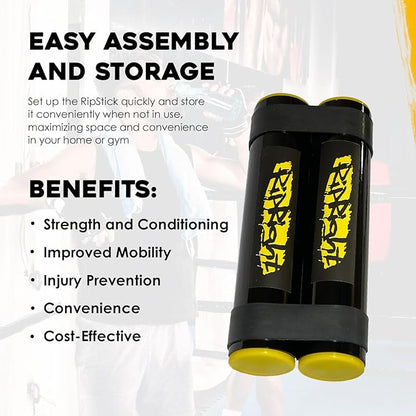 RipStick, Workout Equipment for Joint Rehab, Shoulder and Resistance Training, Muscle Building and Core Workout Equipment with 6 Adjustable Resistance Bands