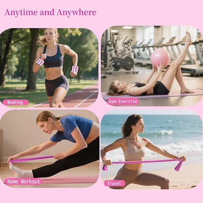 Pilates Equipment Kit for Home Workout,Pilates Ring and Ball Set,Pilates Essentials Accessories Kit for Women with Core Sliders,Adjustable Ankle Wrist Weight,Exercise Resistant Bands