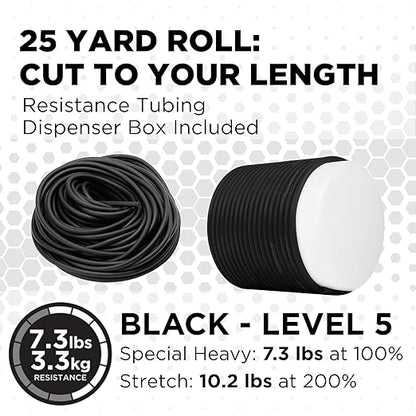 THERABAND Latex Resistance Tubing, Black, Special Heavy, Level 5, 25 ft Roll, Professional Grade for Upper and Lower Body Workouts, Cut-to-Length, Color-Coded Resistance Levels