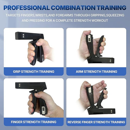 Grip Strength Trainer with Finger Exerciser, Digital Counter Adjustable Hand Grip Strengthener for strength training, recovery and muscle building