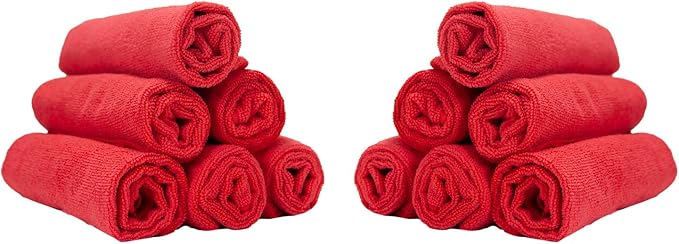 Arkwright Microfiber Gym Towel - (Pack of 12) Soft Lightweight Quick Dry Hotel Quality Hand Towels, Sweat Absorbent, Perfect for Workout, Yoga, Spa, Bathroom, 15 x 24 in, Red