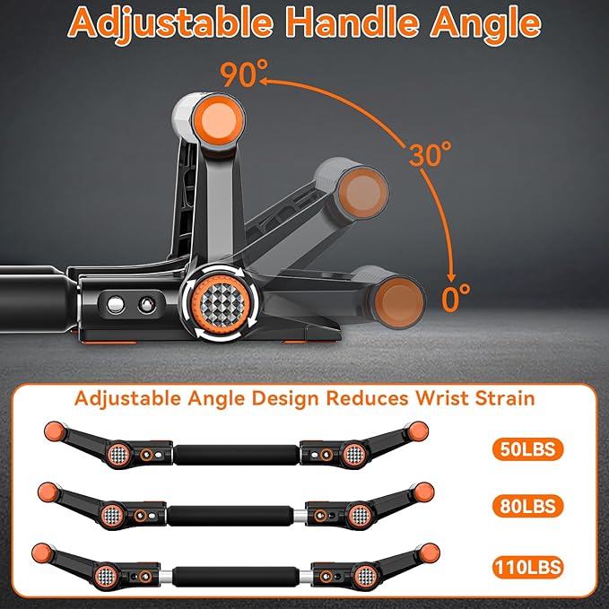Twister Arm Trainer, Arm & Chest Workout Equipment for Men, Adjustable Handle (0-90°) & Resistance (50-110lbs), Transform into Push-Up Bars, Portable Home Gym