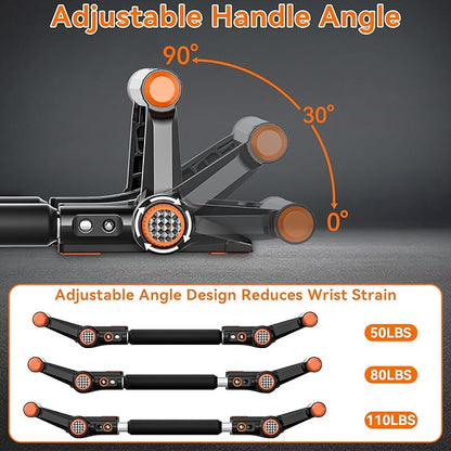 Twister Arm Trainer, Arm & Chest Workout Equipment for Men, Adjustable Handle (0-90°) & Resistance (50-110lbs), Transform into Push-Up Bars, Portable Home Gym