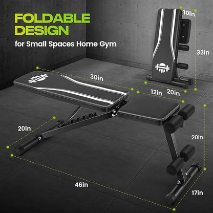 ANCHEER Basic Weight Bench for Home Gym, 660LBS Fast Foldable Workout Bench Press for Home Gym with 8 Adjustable Backrests Incline/Flat/Decline Full Body Strength Training - 2025 Upgrade