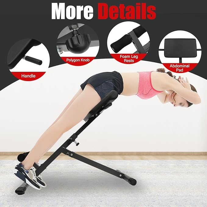 Roman Chair Back Extension Machine Foldable 5 Position Adjustable Sit up Exercise Multi-Functional Hyperextension Bench Workout Equipment Ab Machine Angle Height Adjust 330LBS Heavy-Duty for Home Gym