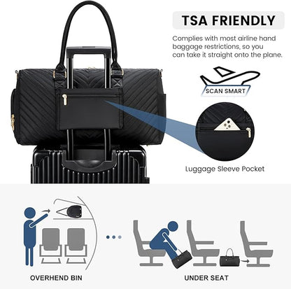 LOVEVOOK Travel Duffle Bag, Weekender Bag for Women with Toiletry Bag, Carry on Overnight Bag with Shoe Compartment, Gym Duffel Bag with Wet Pocket, Mommy Hospital Bags for Labor and Delivery