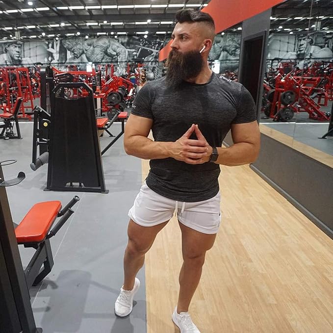 Surenow Mens Running Gym Shorts 3 Inch Breathable Lightweight Athletic Sport Shorts Training Workout Shorts with Pockets