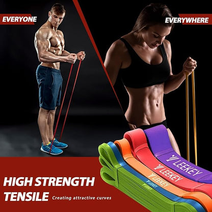 LEEKEY Resistance Bands, Exercise Bands with Handles,Pull Up Assist Bands - Band Set with Door Anchor - Bands for Working Out,Band for Men and Women Fitness Training,Home Workouts