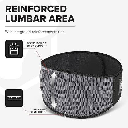 Weightlifting Belt For Men and Women - 6 Inch Auto-Lock Weight Lifting Back Support, Workout Back Support for Lifting, Fitness, Cross Training and Powerlifitng