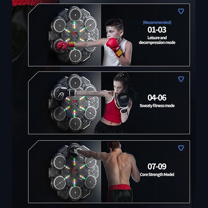 Music Boxing Machine - 9 Speed Wall Mounted Puncher, Rhythm Training Pad, Smart Boxing Traineing Machine with Gloves | Smart Light Reaction Board for Adults Boys Gym Workout Fitness Indoor