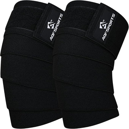 AQF Knee Wraps Weight Lifting Bandage - IPL and USPA Approved Gym Knee Support - Heavy Duty 78” Elasticated Support Straps Guard Powerlifting, Squatting (Pair)
