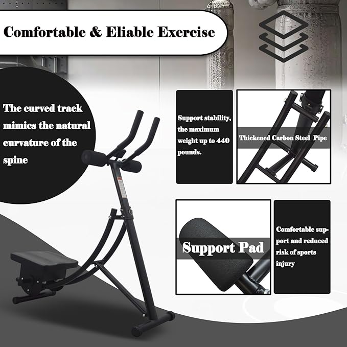Abdominal Exercise Machine AB Core Strength Training Equipment ABS Coaster Core Work Roller Muscle Trainer Fitness AB Machine Foldable Core Trainer with Carbon Steel for Home Gym