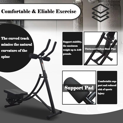 Abdominal Exercise Machine AB Core Strength Training Equipment ABS Coaster Core Work Roller Muscle Trainer Fitness AB Machine Foldable Core Trainer with Carbon Steel for Home Gym