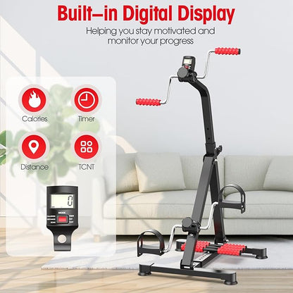 Adjustable Arm Leg Knee Pedal Exerciser for Seniors, Stroke Therapy Equipment for Adults, Portable Home Gym Equipment Mini Exercise Bike Great Gift for Elderly Rehab