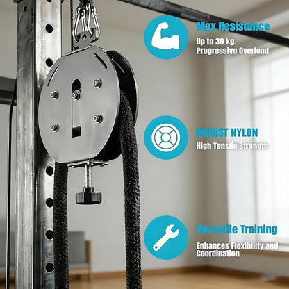 Endless Rope Trainer,Adjustable Resistance Trainer Machine, Suspension Endless Rope Pulley System,Closed-Loop Nylon Rope,Home Gym Equipment for Grip, Arms, Back and Body Coordination Exercises
