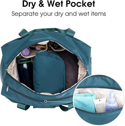 Ceneda 20" Gym Bag for Women with Wet Pocket & Shoe Compartment, Lightweight Duffel Waterproof Carry On Duffle for Travel, Yoga, Overnight (Teal)
