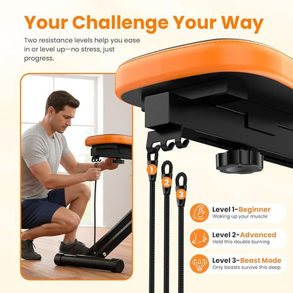 OWLSKY Squat Rowing Machine for Home Workout, Foldable Squat Assist & Row Trainer with LCD Monitor, 3 Resistance Bands, Adjustable Seat, Heavy Duty 350 lbs, Full-Body Fitness Equipment