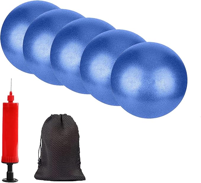 Pilates Exercise Ball for Yoga, Barre, Fitness & Physical Therapy Mini Squishy Balance Ball for Home Workouts Includes Pump for Easy Inflation