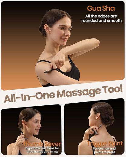 lifechill Trigger Point Massage Tool for Deep Tissue Pain Relief, Gua Sha & Muscle Scraper Tool for Full Body, Thumb Saver Acupressure Tool Relieve Plantar Fasciitis, Black
