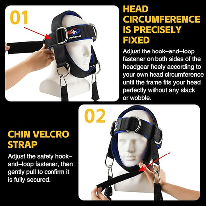 Fitness Neck Head Harness Trainer, Adjustable Chin Strap and Head Harness Strength, Neoprene Neck Exerciser for Weight Lifting, Home and Gym Use
