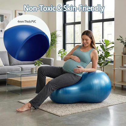 Peanut Ball for Kids Therapy,Anti-burst Exercise Ball With Pump 90x45cm Yoga Ball Gym Quality Fitness Ball for Pregnancy Birth Exercise Physical Therapy, for Child Training, Women, Men
