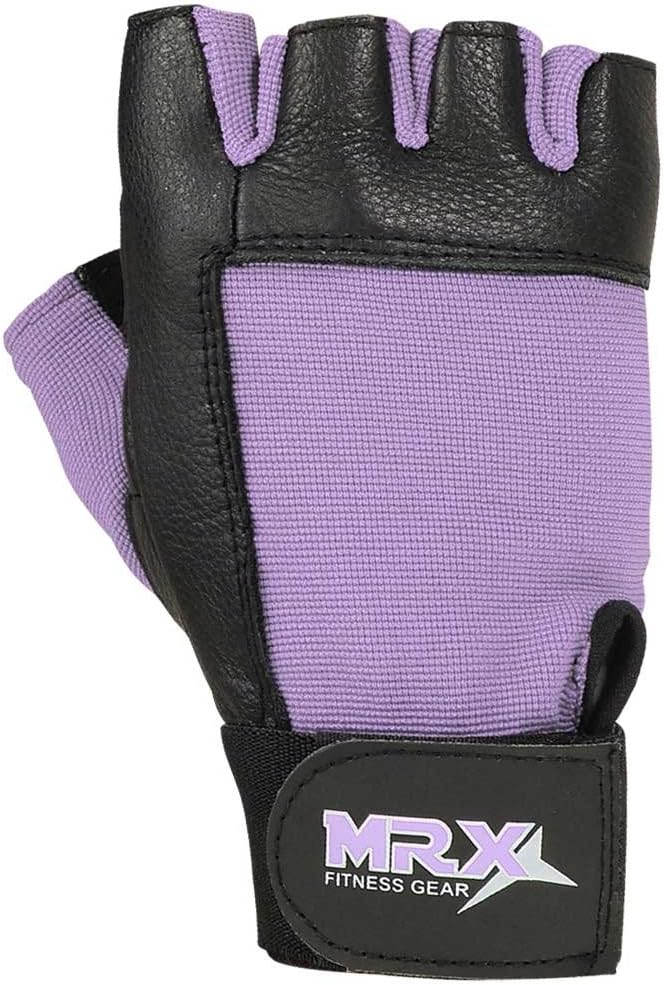 MRX Weight Lifting Leather Gloves Gym Fitness Training Glove with Long Wrist Strap