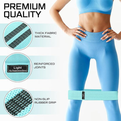 12 Pcs Fabric Resistance Bands for Working Out Booty Workout Stretch Exercise Bands Non Slip for Legs Squat Resistance Loop for Women Men Starter Butt Hip Thigh Fitness
