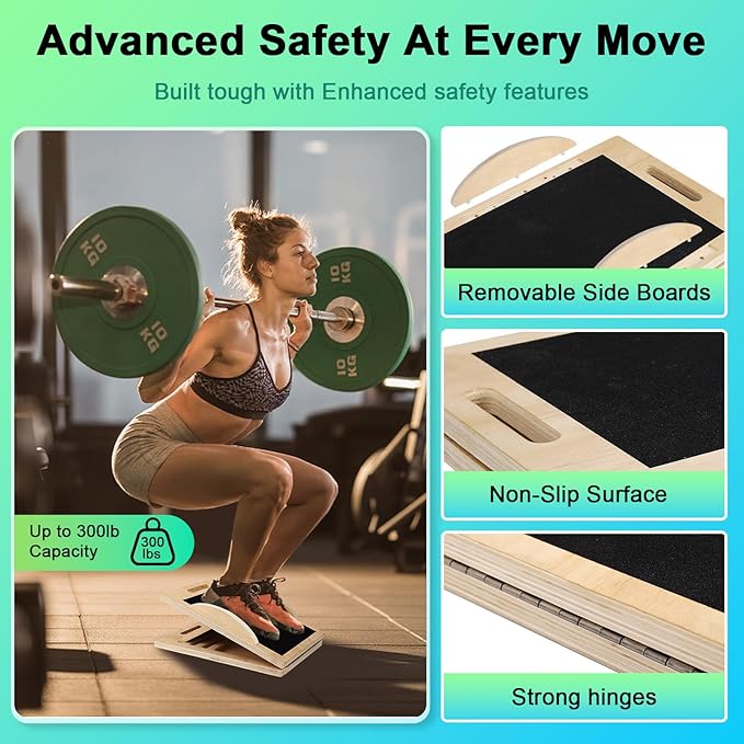 3 in 1 Slant Board for Calf Stretching,Anti Slip Squats Wedge Balance Board for Physical Therapy,Calf Stretcher for Core Strength Wood Rocker Board