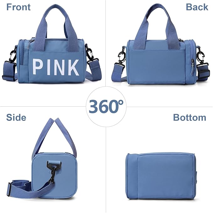 Mini Small Crossbody Bag Gym Bag for Women Men, Cute Small Duffle Bag Aesthetic Sports Handbag, Waterproof Gym Tote Bag Portable Fitness Shoulder Bag for Sports Travel (Blue-b)