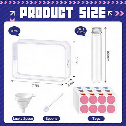 33 Pcs Protein Powder Travel Container Set 21 Pcs 50ml Reusable Powder Supplement Plastic Tubes and Portable Travel Organizer Zip up Bags Funnels Spoon and Labels for Workout Fitness