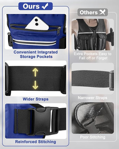 Weighted Vests for Women Men, 8 12 16 20 lb Weighted Vest with Storage Pockets, Rucking Vest with Reflective Stripe, Adjustable Straps Weight Vest for Running, Walking, Workout, Training