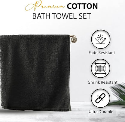 100% Cotton Bath Towels, 24x48 Pack of 6 Towels, Quick Dry, Highly Absorbent, Soft Feel Towel, Gym, Spa, Bathroom, Shower, Pool, Luxury Soft Towels (Grey, 24x48-6 Pack)