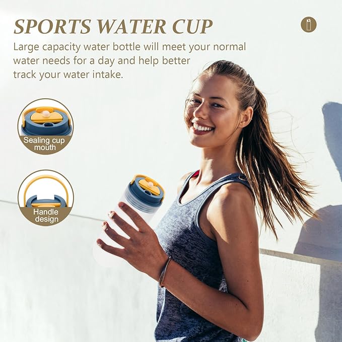 Hemoton Capacity Outdoor Sports Bottle Portable Fitness Jug with Handle Leak Design for Gym and Outdoor Activities Grey