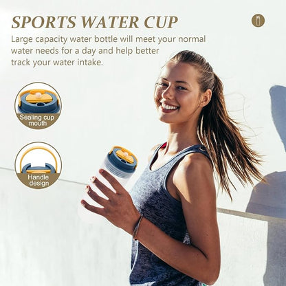 Hemoton Capacity Outdoor Sports Bottle Portable Fitness Jug with Handle Leak Design for Gym and Outdoor Activities Grey