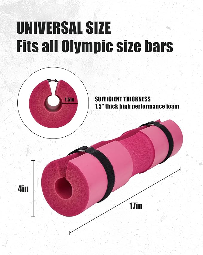Garvee Barbell Pad, Hip Thrust Pad for Leg Training, Non-slip Thick Foam Squat Pad for Glute Support and Neck & Shoulder Protection with Two Straps, Fits All Olympic Barbell and Smith Machine