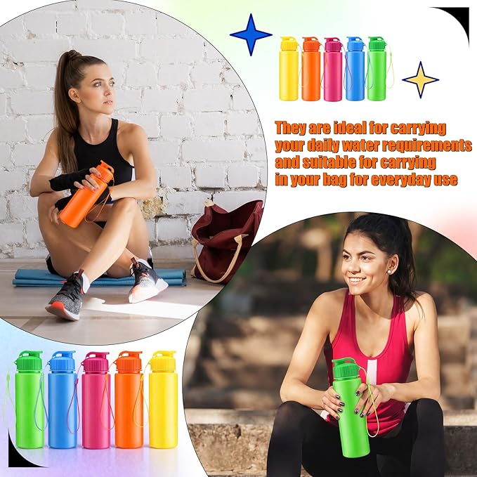 Mifoci 20 Pieces Water Bottle Bulk 17 oz Plastic Water Bottles Bulk Gym Sports Adults Reusable Large Bottles with Leak Proof Flip Top for Party Outdoor (Solid Mixed Colors)
