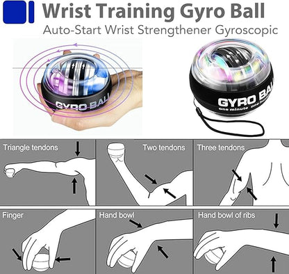 Grip Strength Trainer Kit with Finger Exerciser, Hand Grip Strengthener, Hand Extension Exerciser, Stress Relief Ball, Grip Ring, Gyro Ball for Muscle Building and Injury Recover