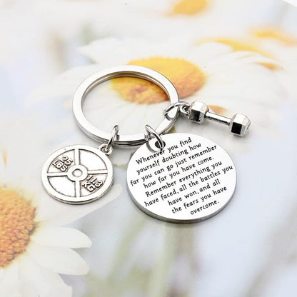 Lywjyb Birdgot Fitness Keychain Weightlifting Sports Keychain Inspirational Dumbbell Workout Keychain