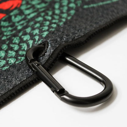 RokFit Gym & Golf Towel – Multi-Use, Quick-Dry, Durable Utility Towel with Bold Graphic and Carabiner Clip (Don't Look Back)