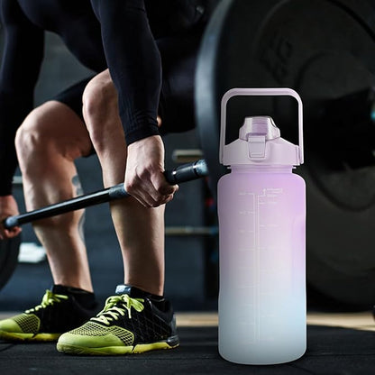 Ciieeo 3pcs Sports Water Bottle Set Large Capacity Frosted Gradient Plastic Workout Bottles (2l, 900ml, 300ml) Portable Fitness Hydration for Outdoor Gym and Hiking