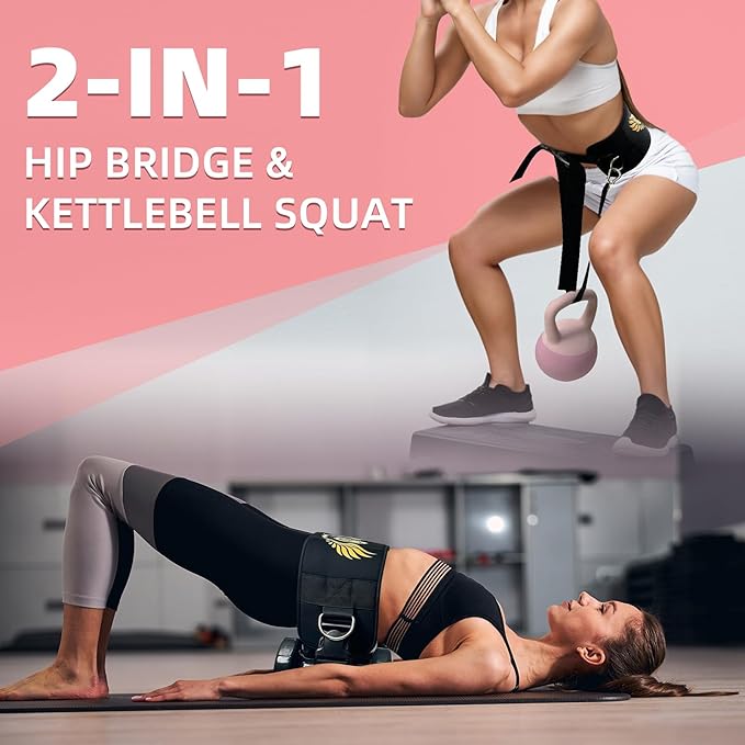 Jupiter 2-in-1 Hip Thrust Belt for Women & Men – Heavy Duty Glute Workout Equipment for Dumbbell, Kettlebell & Plate Exercises – Supports 300 lbs – Weighted Dip Belt for Home & Gym Workouts