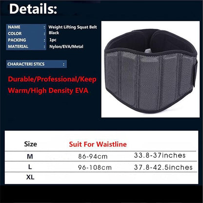 High-Strength Weight Belt with Buckle - Comfortable and Reliable Lower Back Support for Weightlifting - Durable Material, Adjustable Size