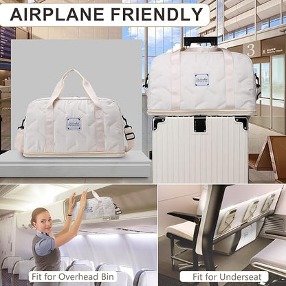 Travel Duffle Bag,Weekender Carry on Overnight Bags for Women Foldable Personal Item Bag Sport Gym Bag for Men with Wet Pocket Toiletry MakeupBag for Yoga Dance Trips Hospital