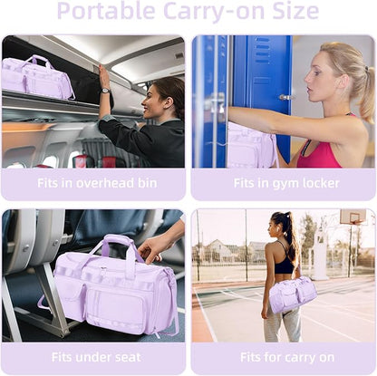 MAXTOP Gym Bag for Women Men Travel Duffle Bag Large Capacity Carry On Weekender Overnight Bag With Shoe Compartment Gym Tote Dry Wet Separation Duffel Bag for Travel