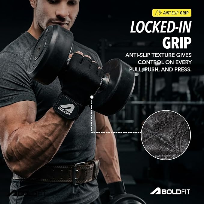 Boldfit Gym Gloves for Men & Women with Wrist Support Accessories for Weightlifting, Training, Exercise, Cycling Gloves, Bike Riding Gloves
