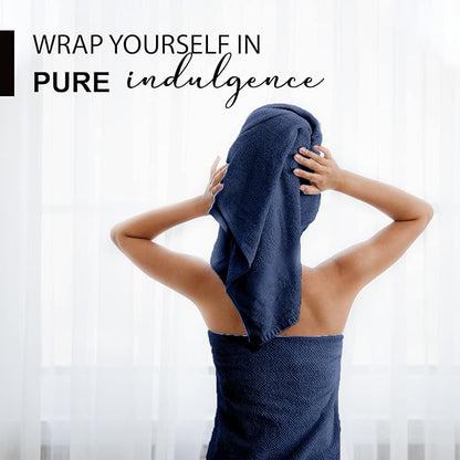 100% Cotton Bath Towels, Navy 24x48 Pack of 6 Towels, Quick Dry, Highly Absorbent, Soft Feel Towel, Gym, Spa, Bathroom, Shower, Pool, Luxury Soft Towels (24x48-6 Pack, Navy)