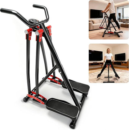 Air Walker Exercise Machine, Space Walker Elliptical Trainer with LCD Display, Adjustable Resistance for Home Use, Foldable Elliptical Whole Body Cardio Workout Equipment
