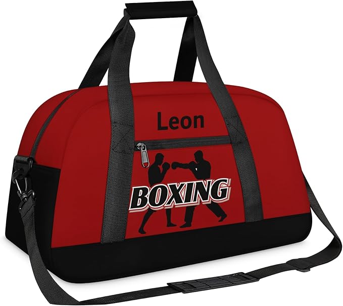 Custom Name Taekwondo Karate Duffle Bag for kids Boy Girls - Personalized Martial Arts Gear Bag, Water-Resistant Sparring Equipment Bag, Boxing Red Black