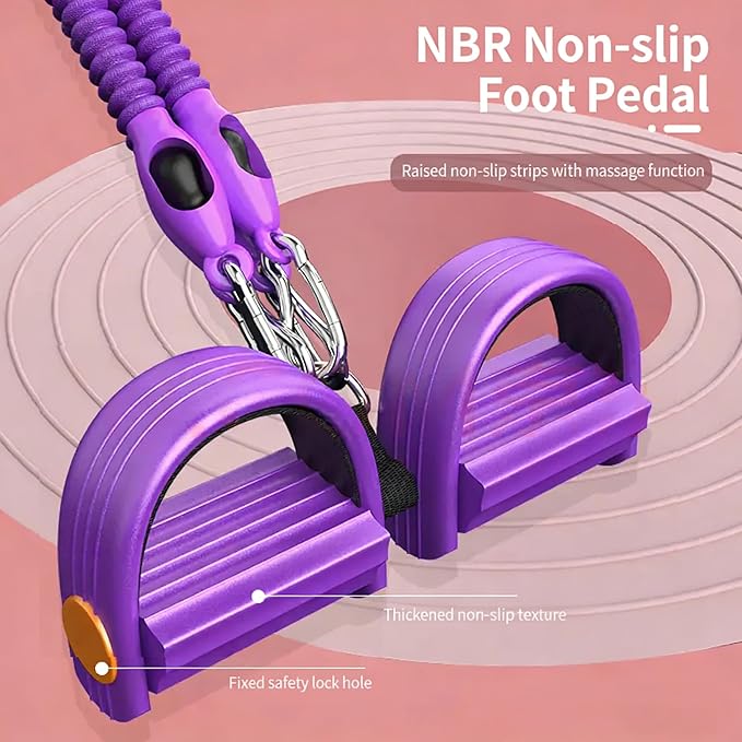 2026 Upgrade Multifunction Foot Pedal Resistance Band with Handle, Adjustable 4-Tube Ankle Puller for Full Body Exercise, Core & Leg Training – Men & Women